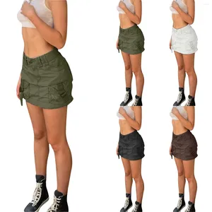 Юбки сексуальные мини -грузовые джинсы Y2K Женщины с низкой талией короткая уличная одежда Летни