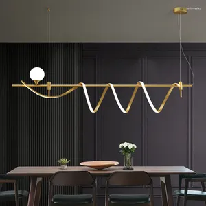 Żyrandole nordycka luksusowa restauracja żyrandol w kółko lampa barowa stół nowoczesne minimalistyczne wyspę kuchenną oświetlenie LED