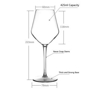 425 ml 1st Premium Quality Tritan Plastic Stemware vinglas obrytbart transparent bägare