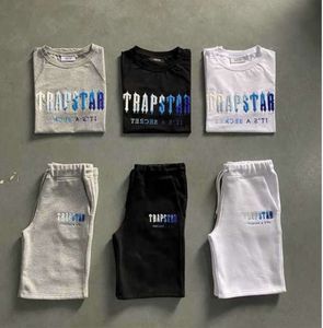 MENS TRAPSTAR T -shirt Set Letter broderad spårdräkt Kort ärm Plush Shorts Motion Current 5408ESS