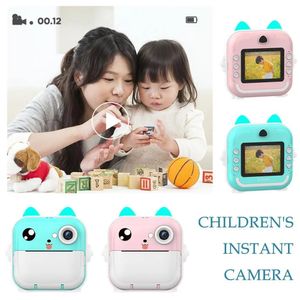 Kinder Instant Print Camera Boy Girl Digital Po -Kamera mit thermischem Druck Kinder Bildungsspielzeug Geschenke Mini Thermaldrucker 240327