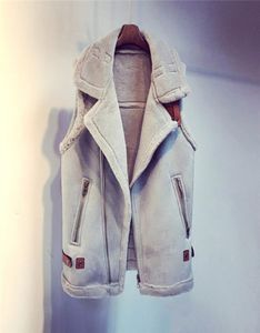 Замшевая кожаная жилета Женская рукавочная меховая куртка Coats Winter Женская писти -писатель
