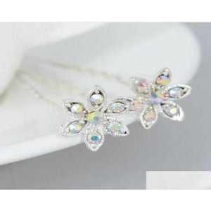 Hårstift 20 PCSPACK ROMANTIC Luxury Sier Color Flower Shaped Shiny Crystal Rhinestone Pin Tiara Pretty Bridal Jewelry1978442 Drop Del Otal5
