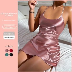 Donno abbigliamento da donna estate da donna da notte sexy sexy seta scarra seta cavezza pigiano gonna corta casa indossare donne simulazione notturno camicia da notte