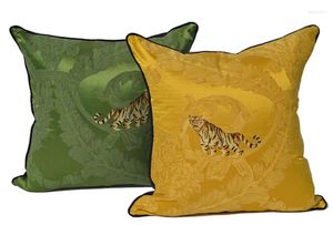 Travesseiro vintage verde amarelo tigre decorativo travesseiro/almofadas estojo 45 50 design incomum jacquard capa decoração de casa