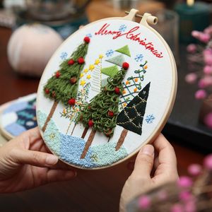 2023 Jul DIY broderi kit älg träd Santa Claus Cross Stitch Starter Set Needwing Sewing Art Craft Dropshipping
