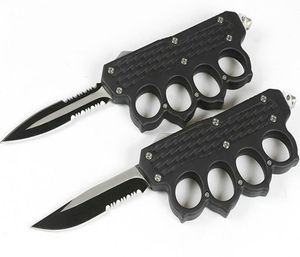 Högkvalitativ knogning Auto Tactical Knife 440C Double Actionesingle Edge Serrated Blade EDC Pocket Gift Knives With Nylon Bag6853762