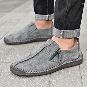 Casual Shoes Handmade Leather For Men High Quality Set Foot Slip On Loafers Flats Moccasins Plus Size