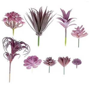 Dekoratif Çiçekler 9 PCS Simüle Succulents Mini Süsler Sahte Bitki Dekor Yapay Bitkiler Pvc Decors FAUX