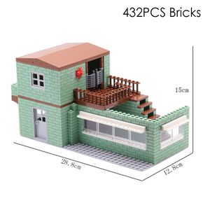 Double-storey Villa House Bricks Model Moc City Architecture Compatible Military Army Pubg Building Blocks Boys Kids Toys