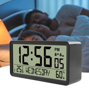 ЖК -дисплей цифровой будильник с часовой батареей, работа, электронный маленький часовой температура в помещении.