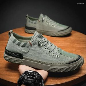 Casual Shoes Green Lace Up Men Flats Autumn Ice Silk Breathable Sneakers