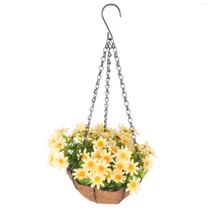 Fiori decorativi cesti di fiori artificiali a ciondolo con cestini del bacino sospeso simulazione pianta di plastica cocco anziani