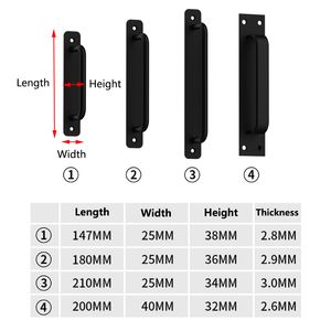 4pcs Alumínio de alumínio Alça a porta Gold Prata Varanda Preta Quarto Porta da cozinha Puxa Ferramentas de hardware de móveis duráveis
