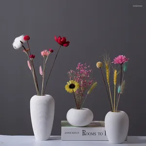 Vasen Nordic gebürstet kreatives Keramik Vase Office Moderne Heimdekoration Handwerk Ornamente Einfach getrocknetes Blumenarrangement