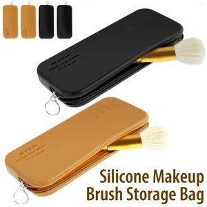 Storage Bags 2Pcs Travel Makeup Brush Holder Silicone Zippered Case Large Capacity Pouch Cosmetic
