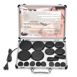 Hot Stone Massage Kit 18pcs Hot Stones com kit de aquecedor para spa profissional ou doméstico/relaxamento/terapia/alívio da dor