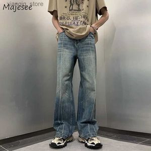 Herr jeans high street jeans för män vintage mode all-match streetwear lösa byxor harajuku hip hop stilfull cool casual bottnar chic l49