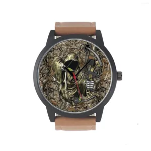 Начатые часы заводской магазин магазин Archer Design Sport Hunting Style Camouflage Dial Gire для энтузиастов мужская аккумуляторная кварцевая запястья часы