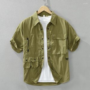 Camicie casual maschile 2024 uomini oversize primaverili di grandi dimensioni multiple in stile safari vintage