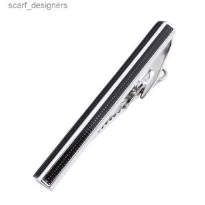 Tie Clips Fashion black enamel tie clip for men 2.2 inch tie clip mens business tie accessory gifts Y240411