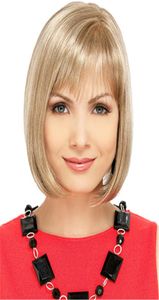 Woodfestival Short Blonde Wig Women Medium Längd Daglig slitage Staka peruker Värmebeständig Fiber Bob Hair Wigs6017773