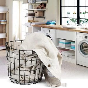 Laundry Bags Basket Dirty Clothing Organizer Mental Handheld Black Storage Baskets Small Items Bedroom Sundries For Toys Book Blanket