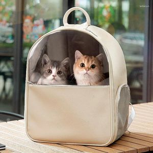 Cat Carriers Faux Fur Bag Simple Breathable Outdoor Pet Carrier Backpack Transparent Dog Travel Gift CL101206