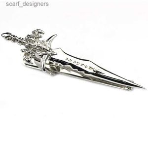 Tie Clips New Tie Clip Mens Unisex Trendy Accessories Gifts Personality Double-edged Sword Copper Jewelry Necktie Bar Clips Y240411