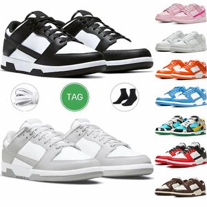 Lyxiga låga designerskor för män kvinnor svart vit panda pandaa grå dimma hummer läder platt träning sport promenad sneakers storlek 12 13 36-47 City Walk Mens Trainers