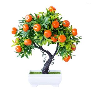 Decorative Flowers Artificial Fruit Tree Office Orange Decor Simulation Bonsai Green Desktop Adornment Fake Decors Small Potted Plants