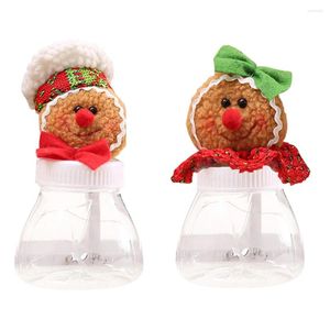 Storage Bottles 2Pcs Christmas Candy Jar Gingerbread Man Lid Box Snack Container For Xmas Birthday Party Supplies