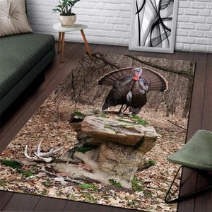 Carpets Turkey Hunting 3D Printed Carpet Mat For Living Room Doormat Flannel Print Bedroom Non-slip Floor Rug Style-3