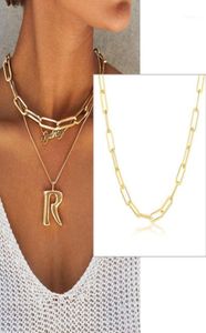 Bohemian Paperclip Chain Women Necklace Rectanglengh Link Hera Choker Collar inossidabile in acciaio in acciaio Oro Color13518460