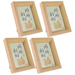 Frames 4 Pcs Retro Po Frame Wall Picture Home Decor For Wood Mini Rounded Mounted