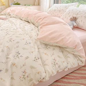 Ins ins green-yee-ye-ye fresh bedding set twin full queen-size bed gen girl floral plate pillascare kawaii подмолочная крышка