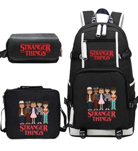 Stranger Things Canvas Plecak ustawił szkolne torby dla dziewcząt chłopców uczniowie Traving Potek nastoletni laptop Travel plecaks3135862