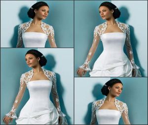 Die beliebtesten Langarmes Brautjacken Applikationen tulle Custom Short Wedding Jackets Bolero Brautzubehör in Stock8444036