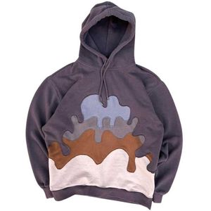 Streetwear Jogging Hoodies Bluzy Wysokiej jakości blokada kolorów zaprojektowana ciężka wózek ramię unisex bawełna dla mężczyzn