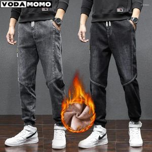 Jeans maschile denim addensato con velluto aggiunto per i leggings sciolti autunnali e invernali 2024 Pantaloni da lavoro caldi casuali Y2K