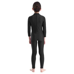 AOYLISEY Kids Ballet Skate Dance Unitard Girls Gymnastics Full Body Leotard Black Long Sleeve Bodysuit Children Jumpsuit Wear