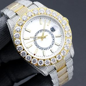 DGF Full Diamond Watch Mens Otomatik Mekanik Saatler Sky 43mm ile Elmasla Çıkarılmış Çelik Bilezik Moda Moda İş Kılklanı