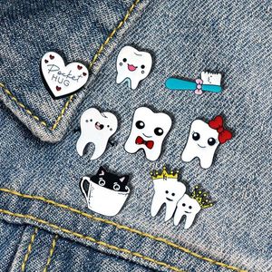 teeth brooch cute smiling face teeth toothbrush love teeth badge Cute Anime Movies Games Hard Enamel Pins Collect Metal Cartoon Brooch