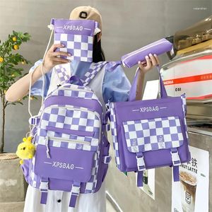 Backpack 4pc/Set Children School Girls Kawaii Student Kids Book Bag Laptop Teens Mochilas 2024 Students Tote Rucksack 50