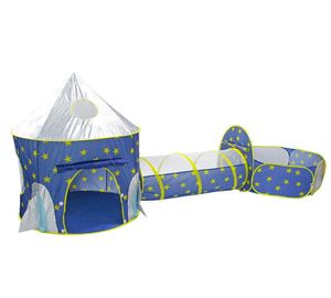 Falten Sie 3 in 1 Raumschiff Kinder039s Zelt Baby Wigwam Tipi Trockener Pool Ball Box Raketenschiff für Kinderzimmerzelte und Schutzhütten6934983