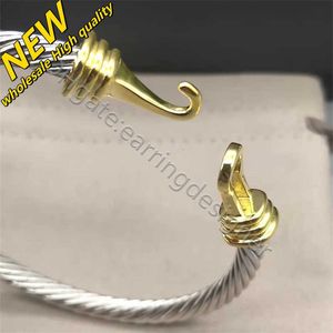 hook Silver Twisted Cuff Bangle Fashion Men Bracelets Charm Bracelet 5MM Wire Woman Designer Cable Mens Jewelry Exquisite Simple Jewelry Accessories Women JKQV