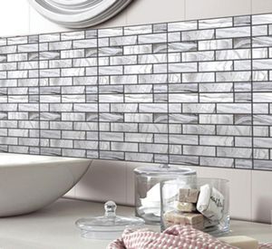 Серый белый 3D стерео -симуляция кирпичные настенные наклейки DIY Гостиная комната для ванной комнаты спальня кухонная плитка декор Sellesive обои PO6030206