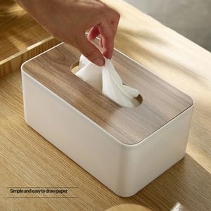 Wooden Tissue Holder Household Paper Towel Storage Box Removable Tissue Case Boxes for Home Office