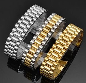 Bandas de assistir faixas 13 17 20mm Solid Sollyless Steel Watch Band para função x DateJust Silver Gold Strap Wrist Pulseira Faixa dobrável logotipo ON2229601