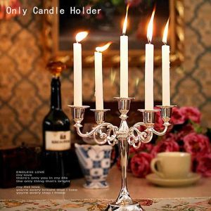 1pc Antike Retro Candlesticks Tall Gold Silber Weihnachtskandelabra Hochzeitsdekorationen Europäische Metallkerzenhalter